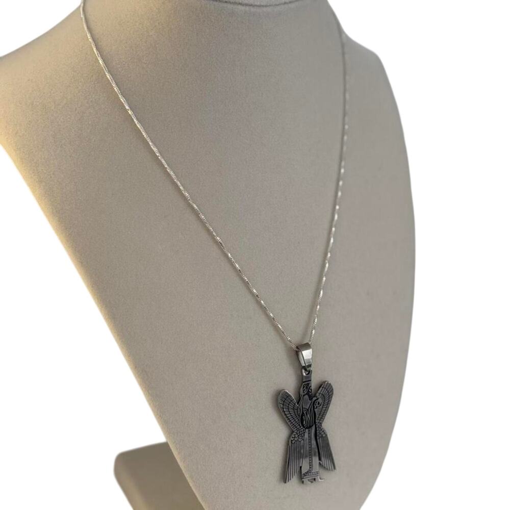 Silver Angel Pendant Necklace Vintage Guardian Angel Stainless Steel Jewelry - Picture 5 of 5
